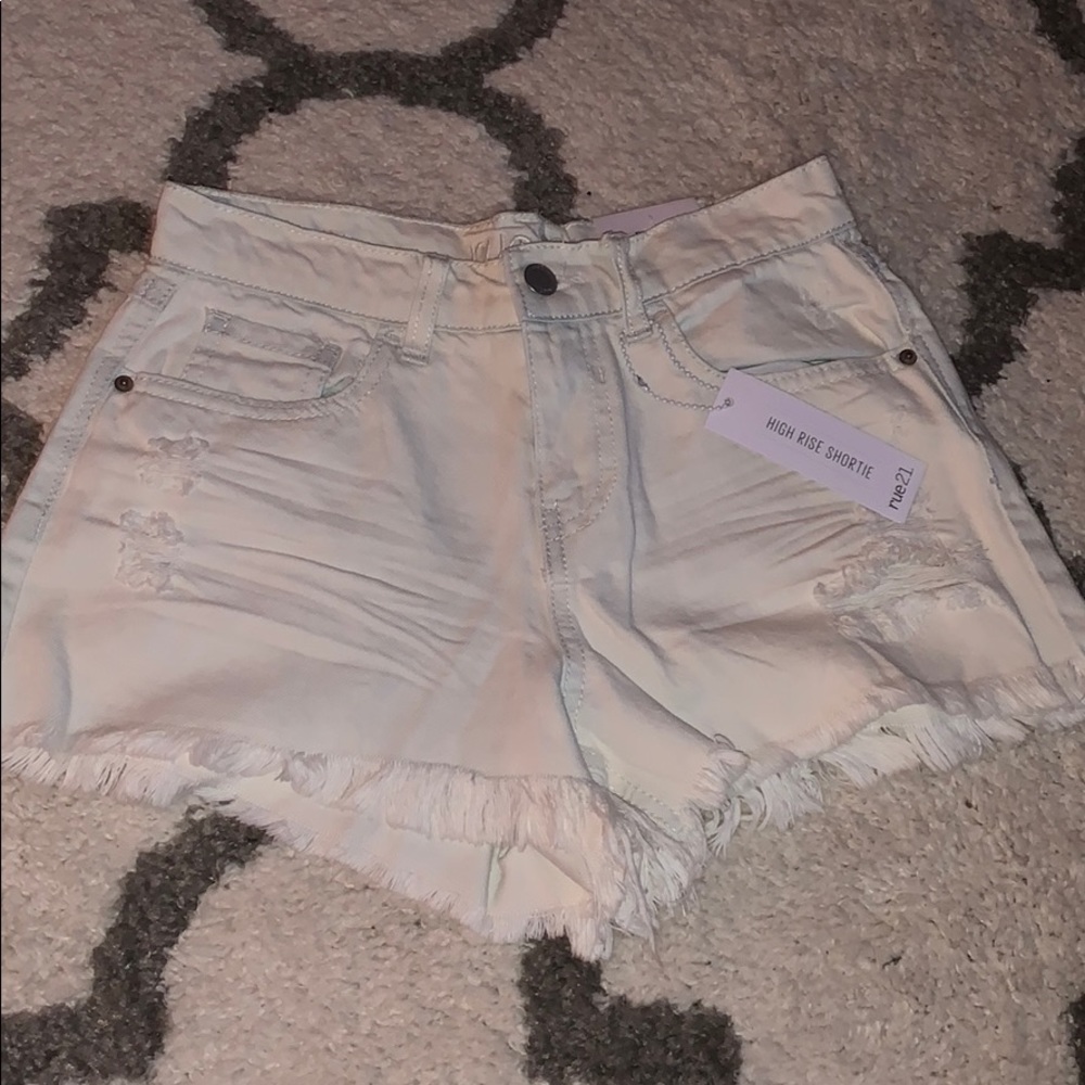 White jean shorts